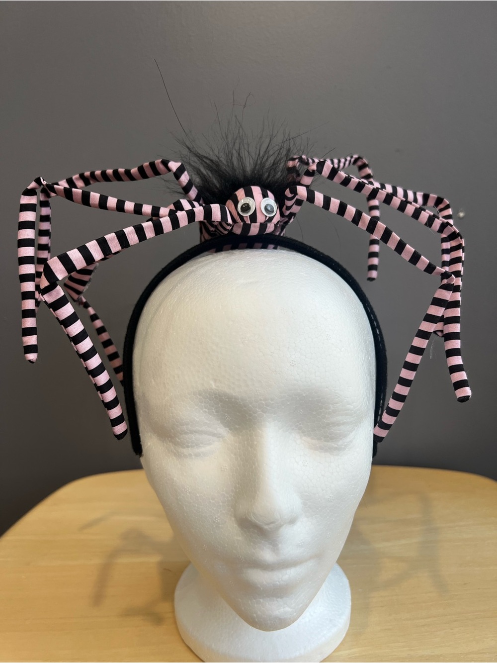 Black & Pink Striped Spider Headband - Fun Halloween Accessory